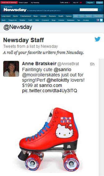 Newsday.com - March 12 - Hello Kitty x Moxi Tweet